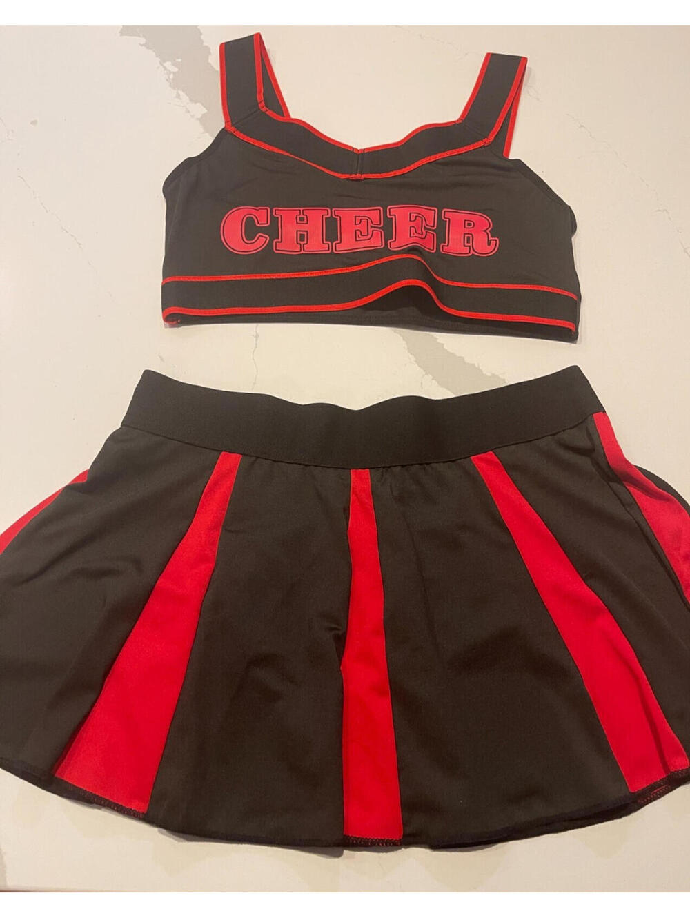 NEW CHEER HALLOWEEN CHEERLEADER UNIFORM COSTUME SEXY RED BLACK MEDIUM